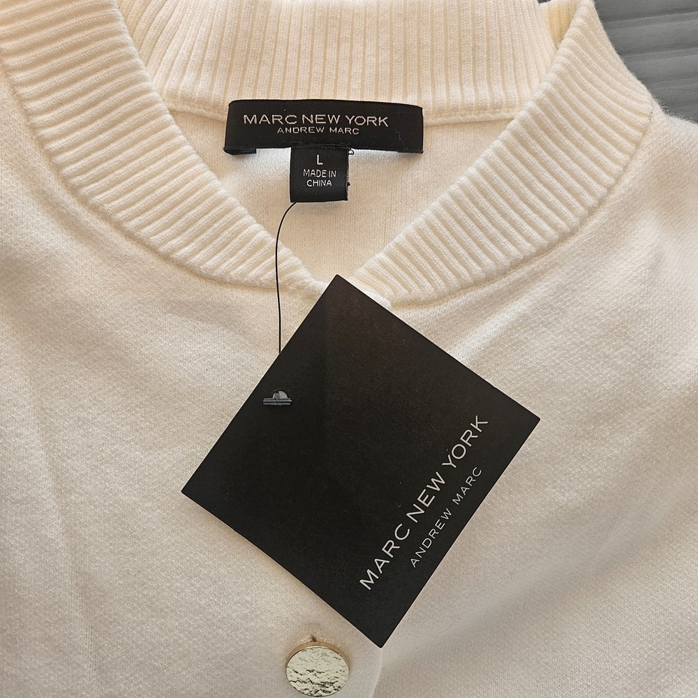 Marc New York Ladies Ivory Classic Cardigan Sweater With Gold Buttons - NWT - Picture 11 of 13